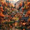 5D Diamond Painting Kits for Adults, Autumn House Diamond Art Kits for Adults, Fall Forest Paint by Diamonds, Full Drill Round Diamond Gem Art Painting, Home Wall Art Decor, 13.78 x 13.78 inch